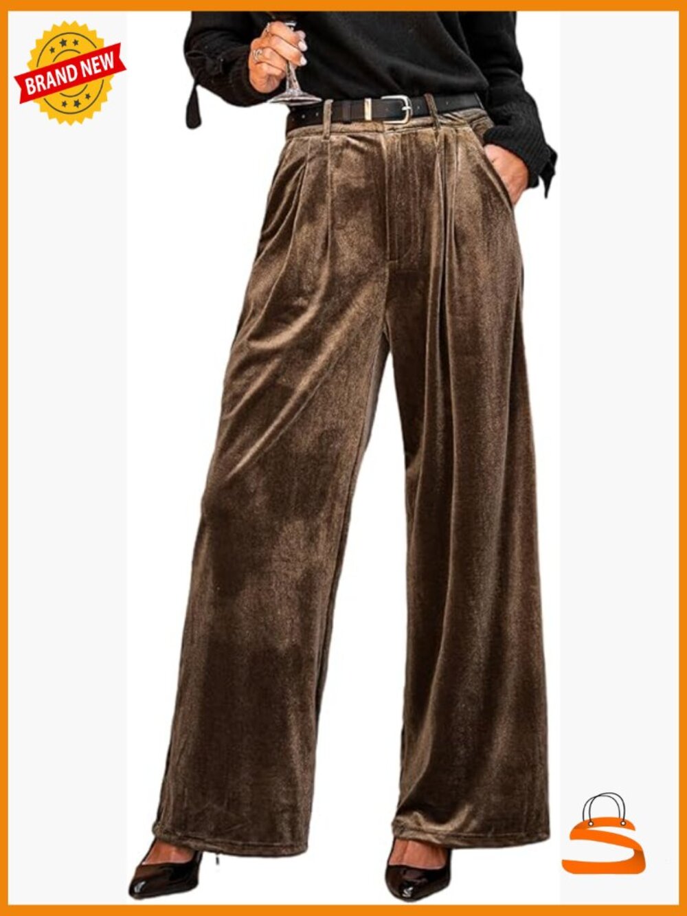 Wide Leg Velvet Palazzo Pants with Pockets for Work